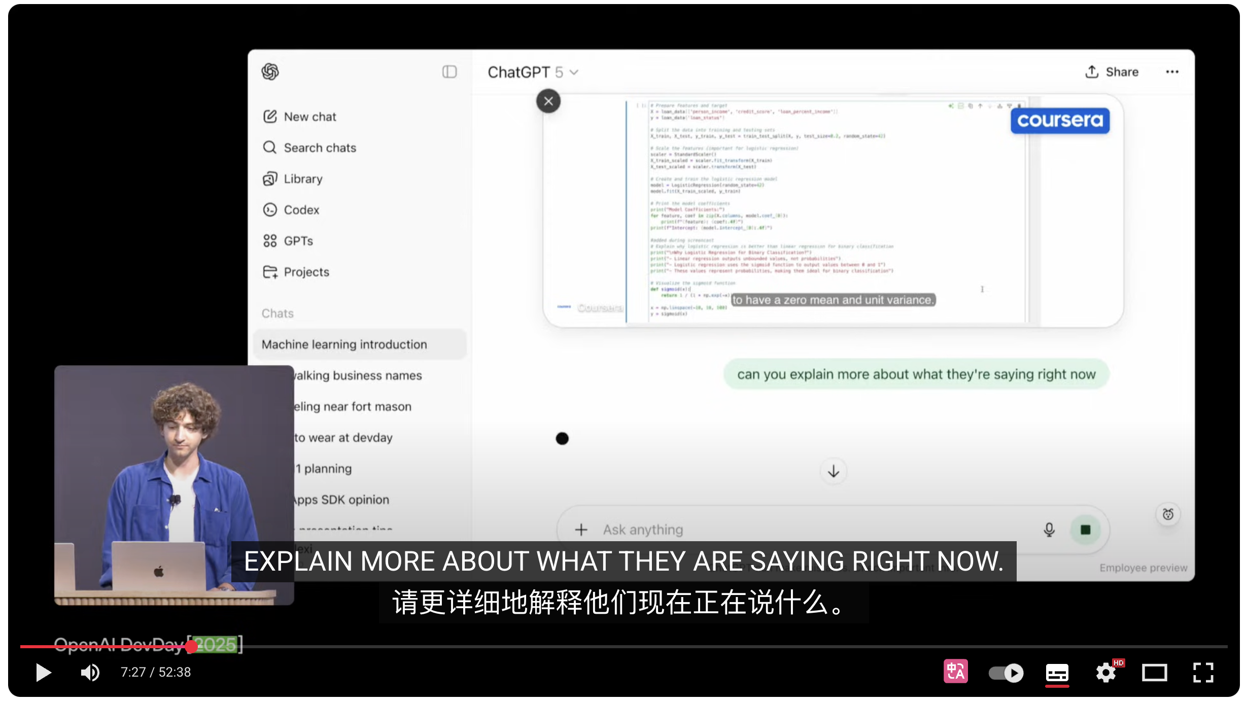 Coursera 课程内联播放与对话联动